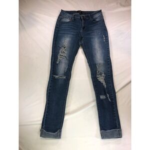 Iris Jeans Los Angeles Womens 7 Distressed Skinny Jeans Medium Wash Frayed Cuff